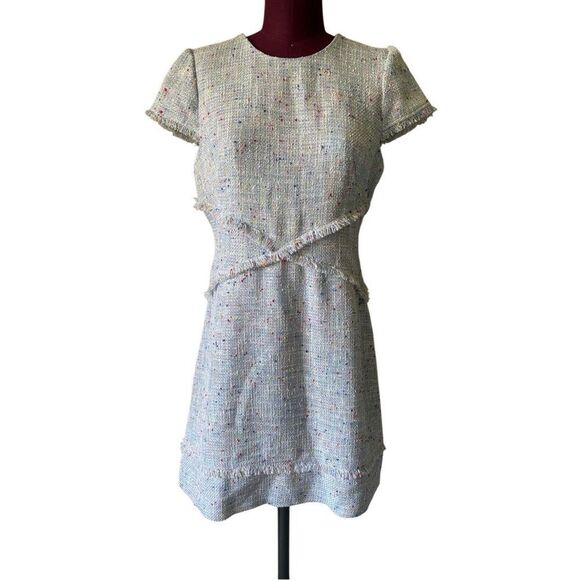 NEW Eliza J Tweed Sheath Mini Dress size 8 Blue Short Sleeve - Picture 2 of 13
